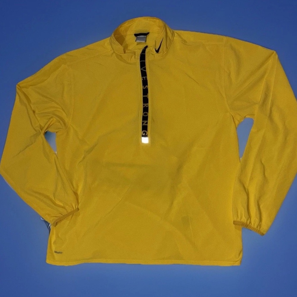 Nike VTG Livestrong Fit Dry 1/4 Zip Windbreaker  Pullover Mens L Lightweight